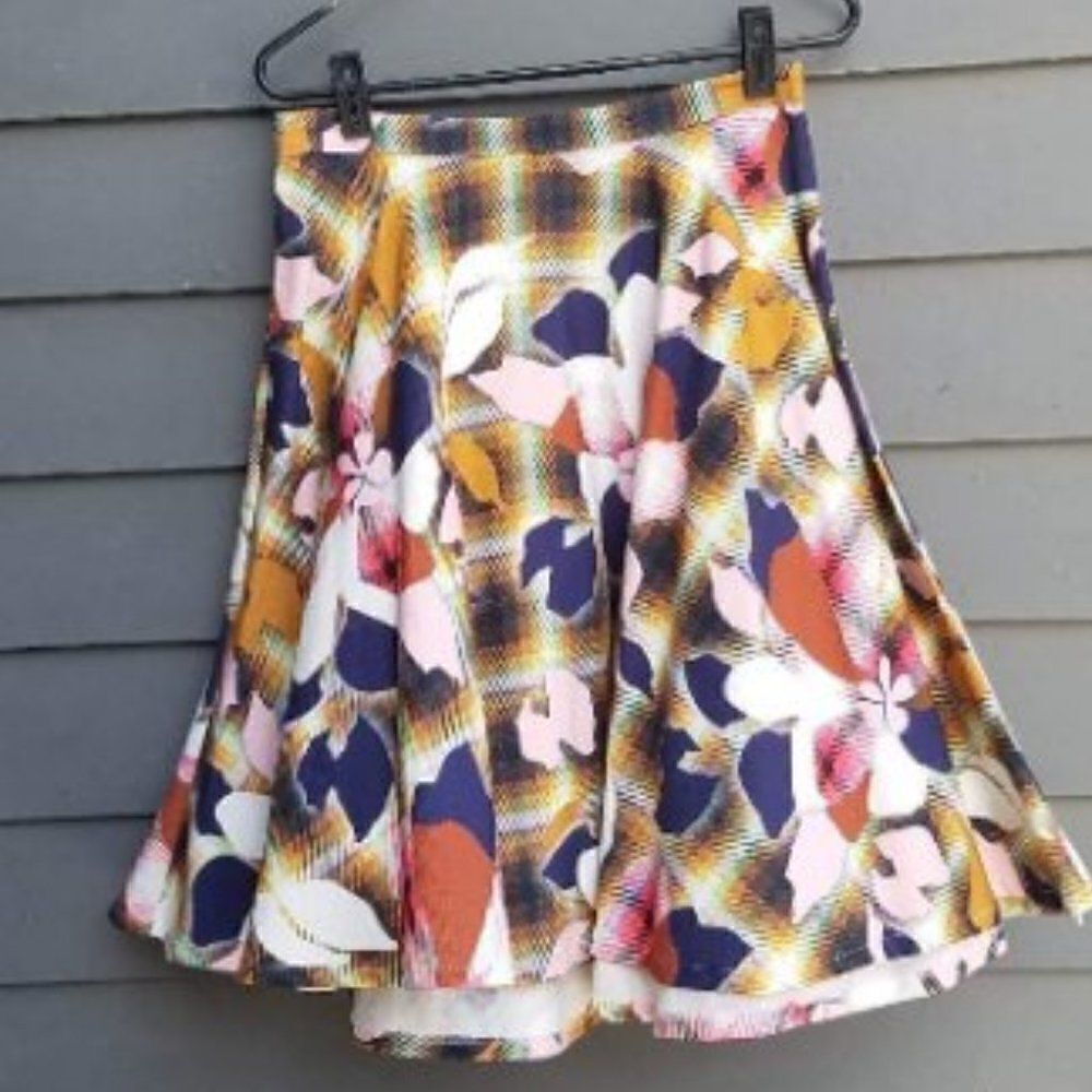Top Shop Plaid Geometric Print Circle Skirt Size 6 Euro size 38